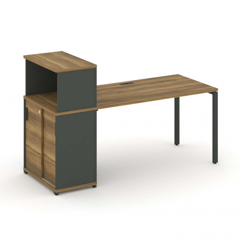 Concept Стол рабочий с опорным шкафом-купе с надставкой низ. CN.SP-240 A Сандал Янтарный/Антрацит/Ме Concept Стол рабочий с опорным шкафом-купе с надставкой низ. CN.SP-240 A Сандал Янтарный/Антрацит/Ме