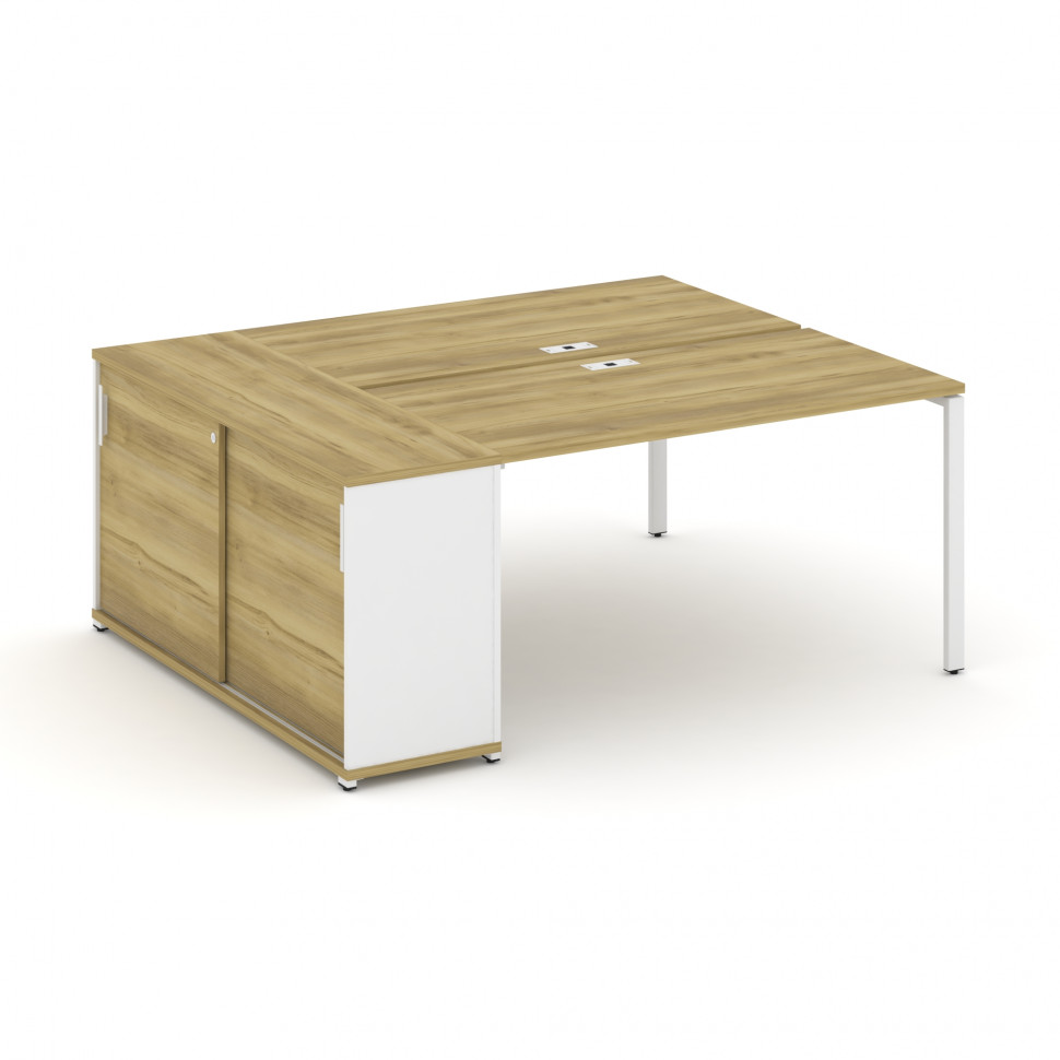 Concept Рабочая станция с опорным шкафом-купе CN.DRS-235 W Дуб Винченцо/Белый Бриллиант/Металл Белый