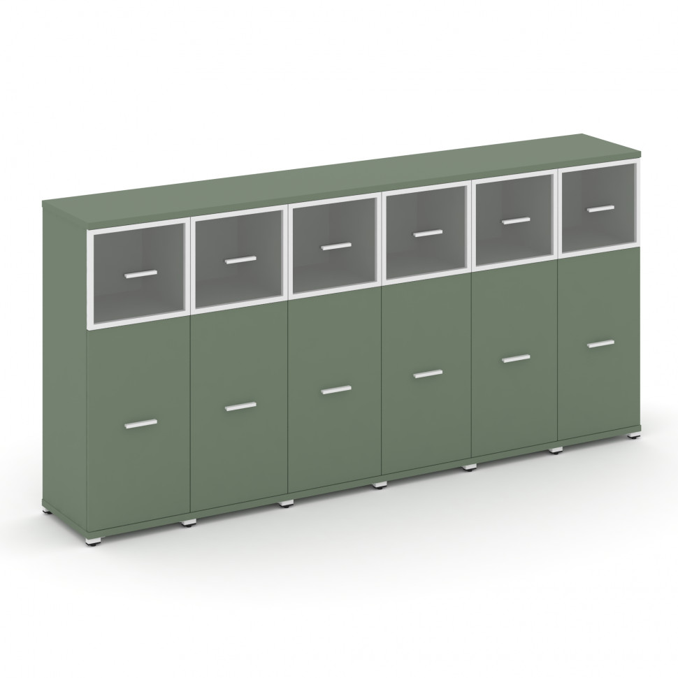 Concept Шкаф 6 узких секций, 3 ниши CN.STU-364 RPW W Кобо/Металл Белый/Прозрачный 2500*420*1186