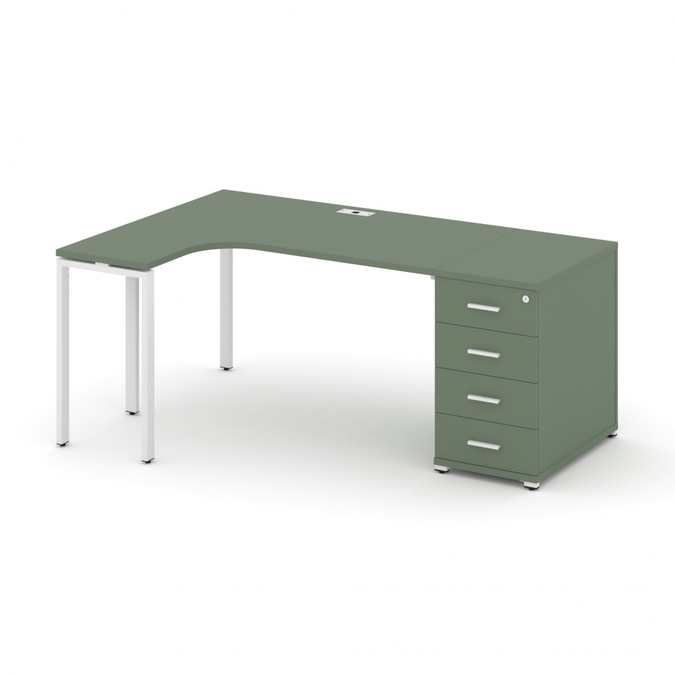 Concept Стол эргономичный CN.SA-401(L) W Кобо/Металл Белый 1800*1180*750