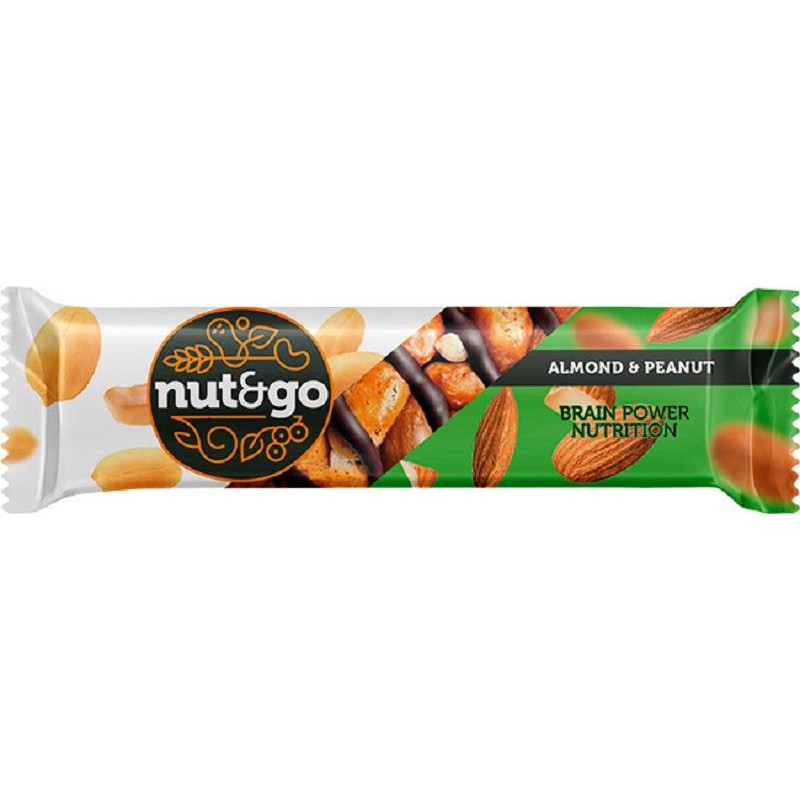 Батончик миндаль арахис Nut&amp;go с арахисовой пастой 18 шт/уп