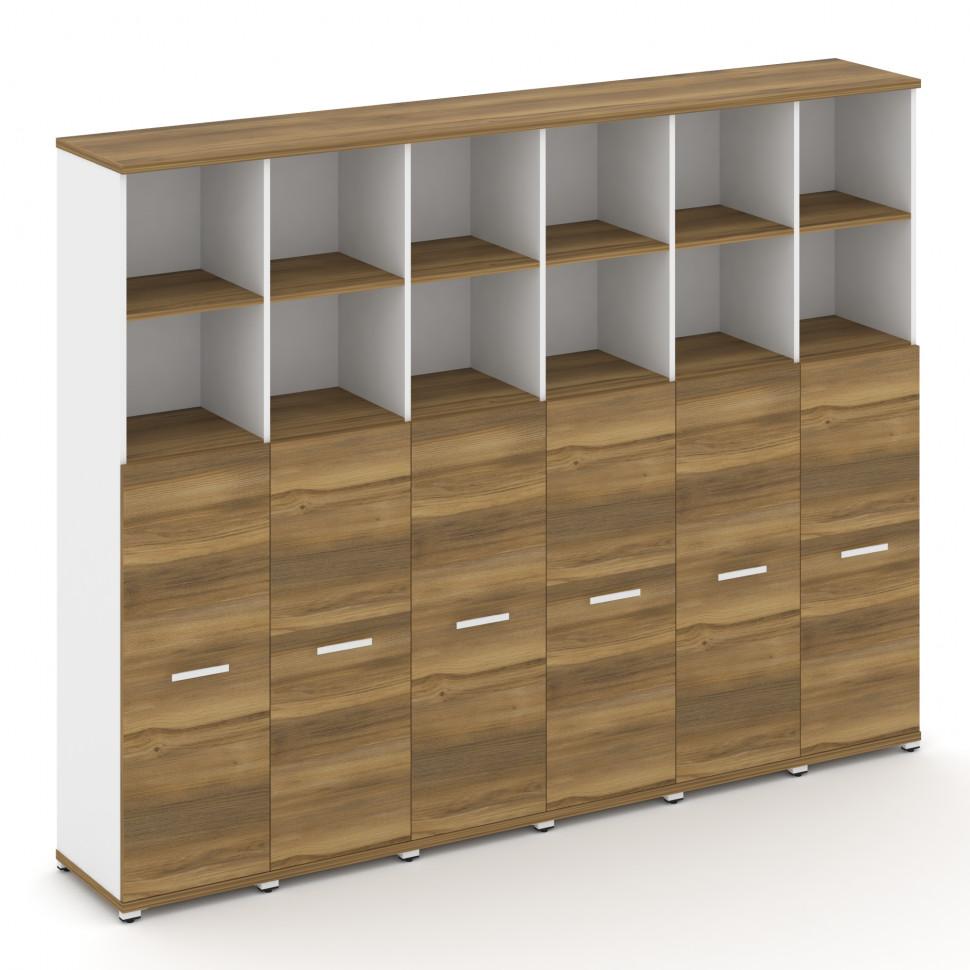 Concept Шкаф 6 узких секций, 5 ниш CN.STU-564 W Сандал Янтарный/Белый Бриллиант/Металл Белый 2500*42