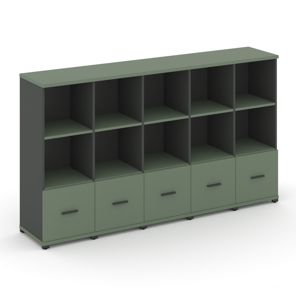 Concept Шкаф 5 узких секций, 3 ниши CN.STU-351 A Кобо/Антрацит/Металл Антрацит 2084*420*1186