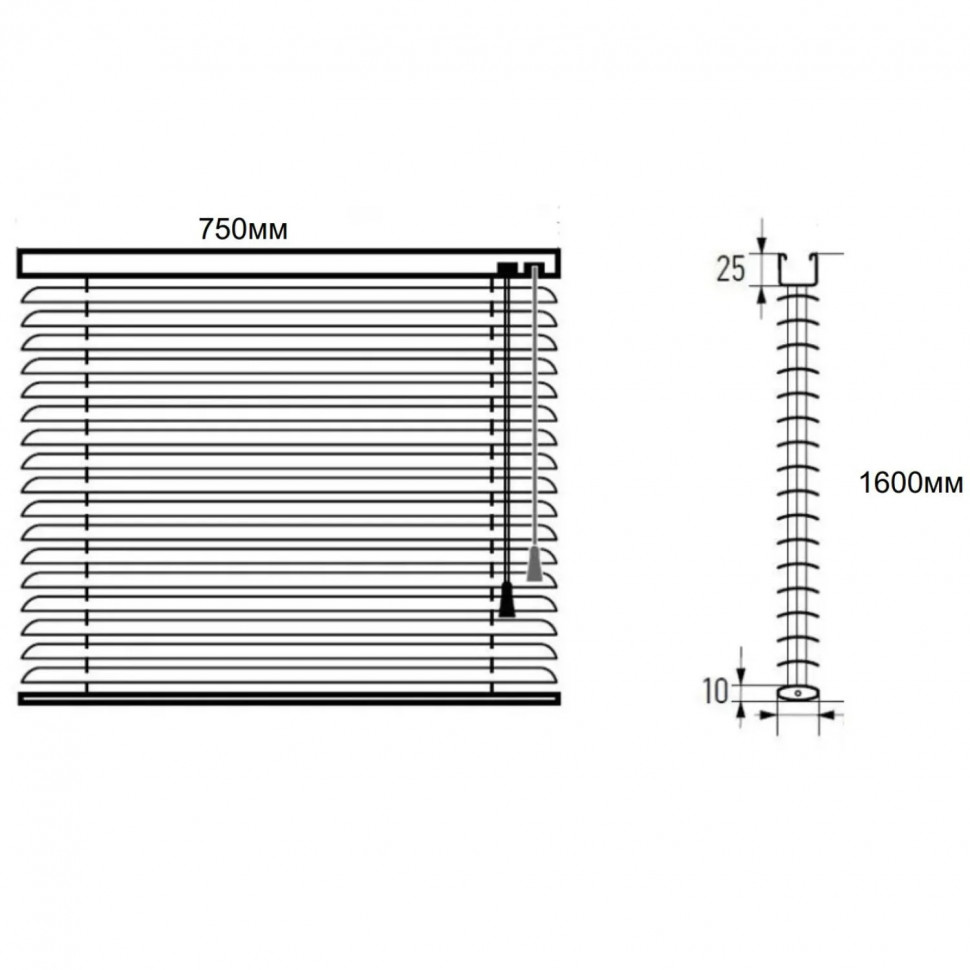 Жалюзи VD_0MX Горизонтальные алюминевые   750х1600 белый