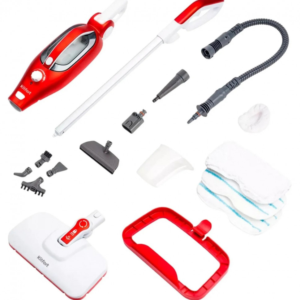 Паровая швабра Kitfort КТ-1005-2, красная,Спб лок асс