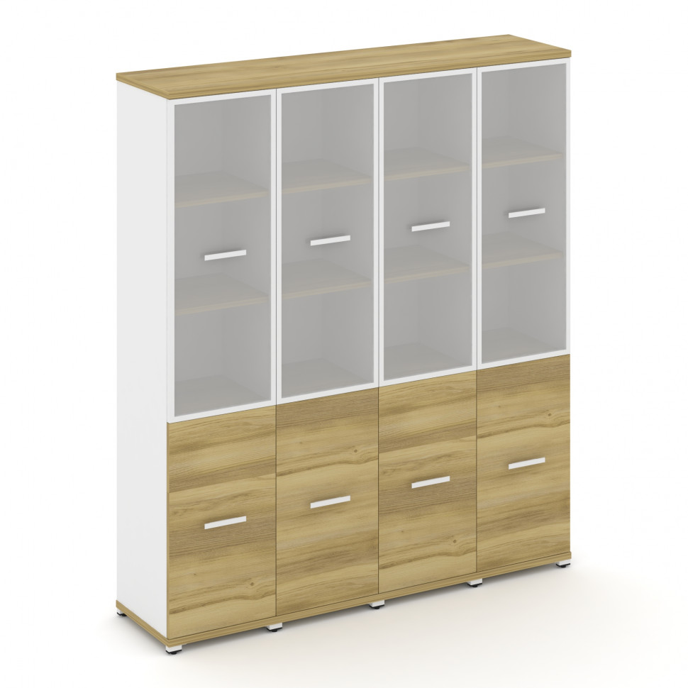 Concept Шкаф 4 узкие секции, 5 ниш CN.STU-542 RMW W Дуб Винченцо/Белый Бриллиант/Металл Белый/Сатин