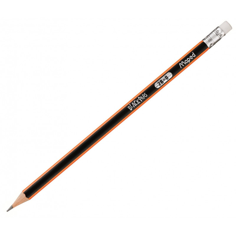 Карандаш чернографитный Maped BLACK PEP&#039;S 2B,дерево,трехгран,ластик,851722