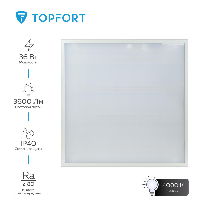 Светильник светидиодный TOPFORT ДПО 10-4х8-001 УХЛ4, 4000К опал
