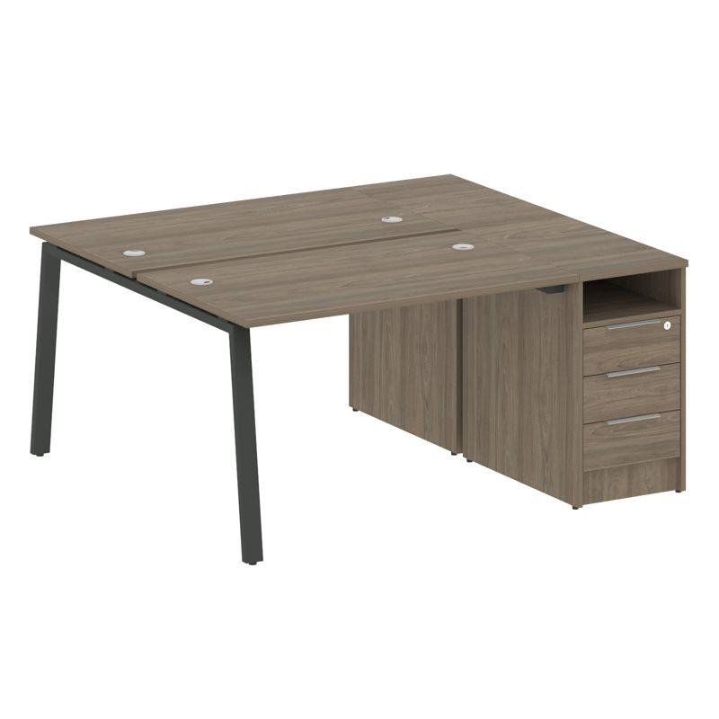 Metal System Рабочая станция с тумбой на А-образном м/к БА.РС-СТП-2.2 Вяз Благородный/Металл Антраци