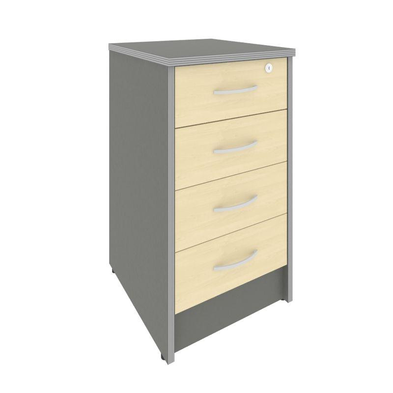 Riva Тумба приставная с фолдингом (4 ящика, с замком) А.ТП-4F-S Клен Металлик NEW 412*450*750 Riva Тумба приставная с фолдингом (4 ящика, с замком) А.ТП-4F-S Клен Металлик NEW 412*450*750