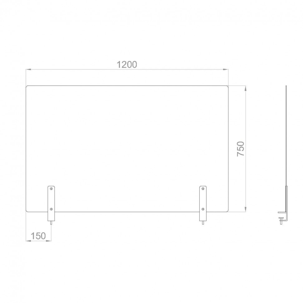 Экран BSL_защитный на 2 струбцины, акрил 1200x750x4 мм