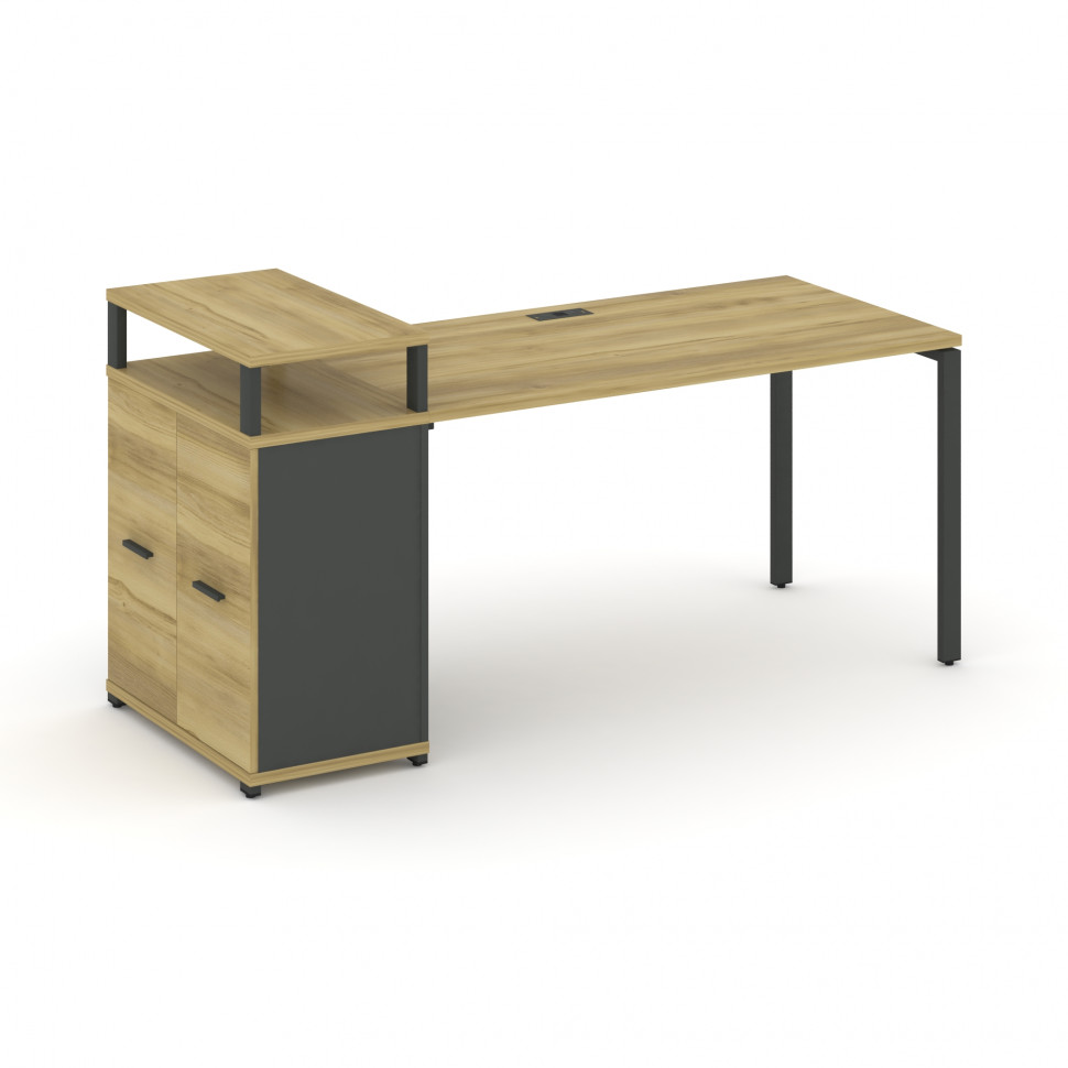 Concept Стол рабочий с опорным распаш. шкафом с верх. горизонтом  CN.SP-221 A Дуб Винченцо/Антрацит/