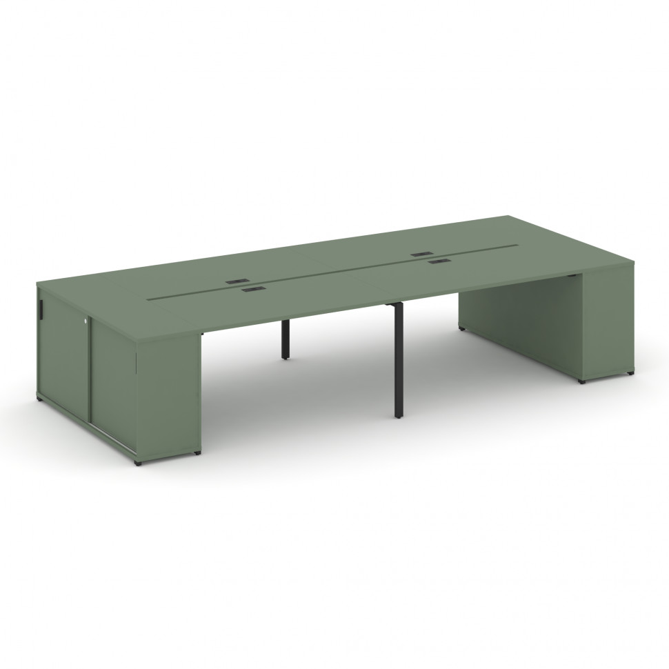 Concept Рабочая станция с опорными шкафами-купе CN.DRS-280 B Кобо/Металл Черный 4000*1480*750