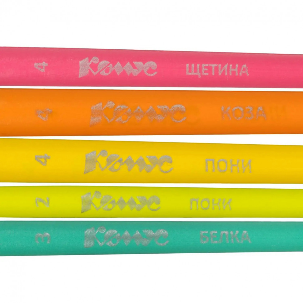 Набор кистей Комус Класс Максики,щет(№4),коза(№4),бел(№3),пони(№2,4),5шт Набор кистей Комус Класс Максики,щет(№4),коза(№4),бел(№3),пони(№2,4),5шт