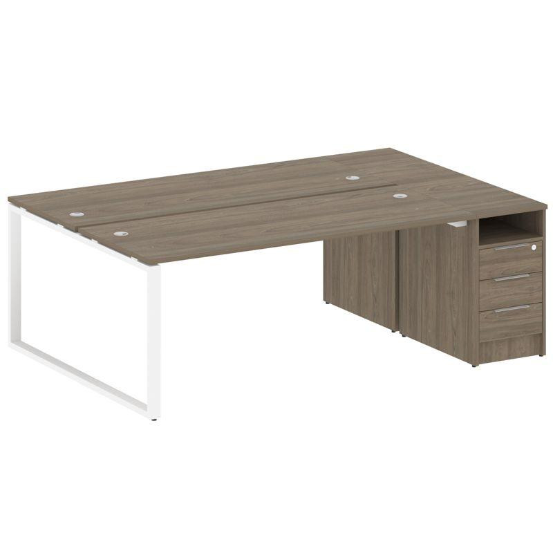 Metal System Рабочая станция с тумбой на О-образном м/к БО.РС-СТП-2.5 Вяз Благородный/Металл Белый 2