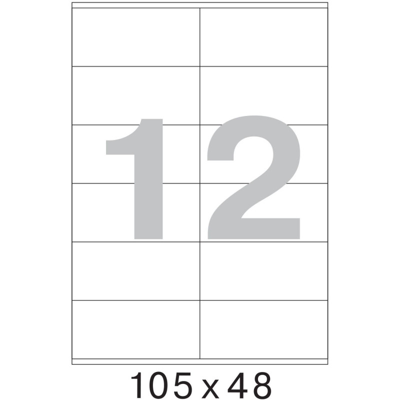 Этикетки самоклеящиеся 105х48 мм/12 шт. на листе А4 (100 лист