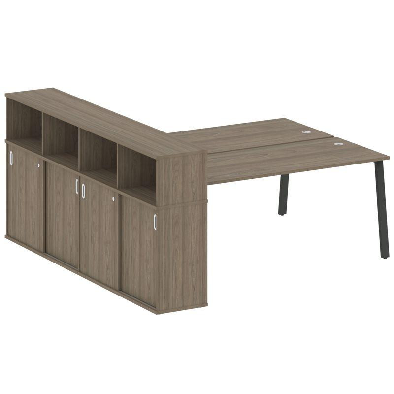 Metal System Рабочая станция с шкафом-купе на А-образном м/к БА.РС-СШК-4.5 Т Вяз Благородный/Металл