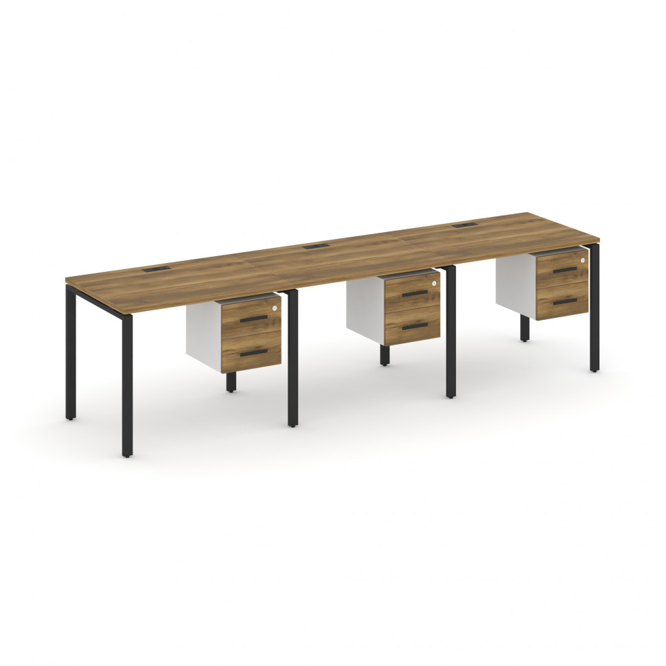 Concept Рабочая станция односторонняя с подвес. тумбами 3 места CN.ORS-133 B Сандал Янтарный/Белый Б