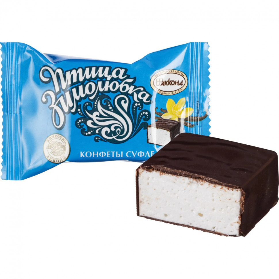 Конфеты шоколадные суфле Птица Зимолюбка Акконд, 500г Конфеты шоколадные суфле Птица Зимолюбка Акконд, 500г