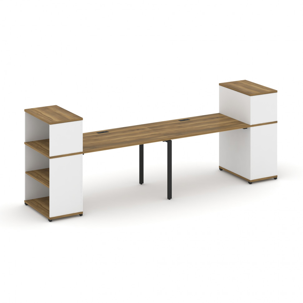 Concept Рабочая станция с опорными стеллажами с надставкой низ. CN.ORS-210 Сандал Янтарный/Белый Бри