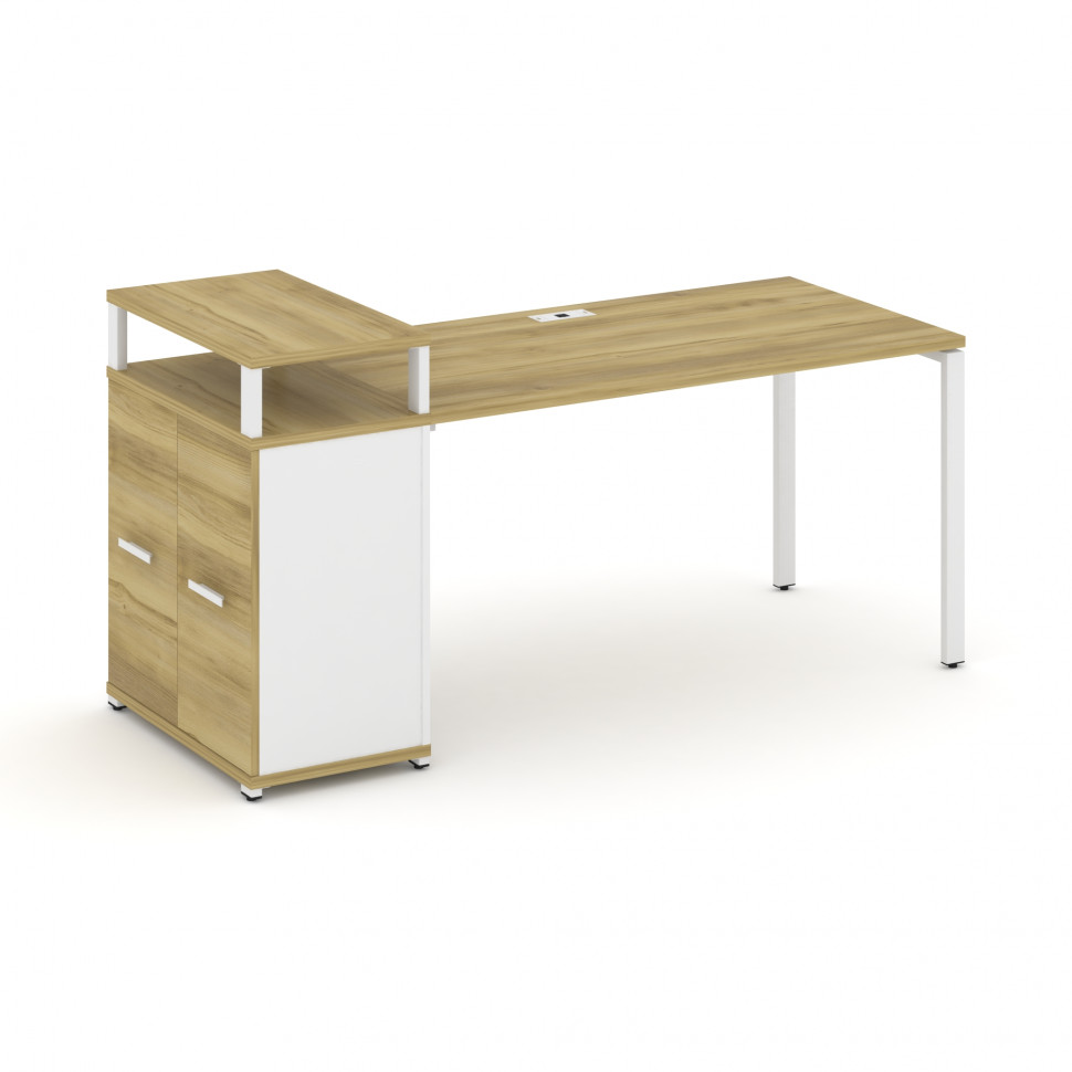 Concept Стол рабочий с опорным распаш. шкафом с верх. горизонтом  CN.SP-223 W Дуб Винченцо/Белый Бри