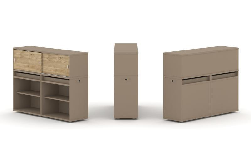 Estetica Набор №2. Тумба двойная+низкая надставка ES.NB.2N-2 Латте/Тиквуд Светлый 1500*410*1135