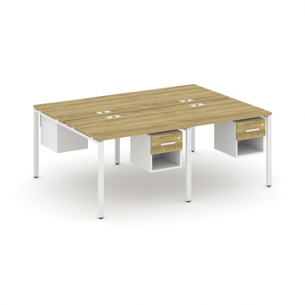 Concept Рабочая станция двухсторонняя с подвесными тумбами на 4 места CN.DRS-137 W Дуб Винченцо/Белы