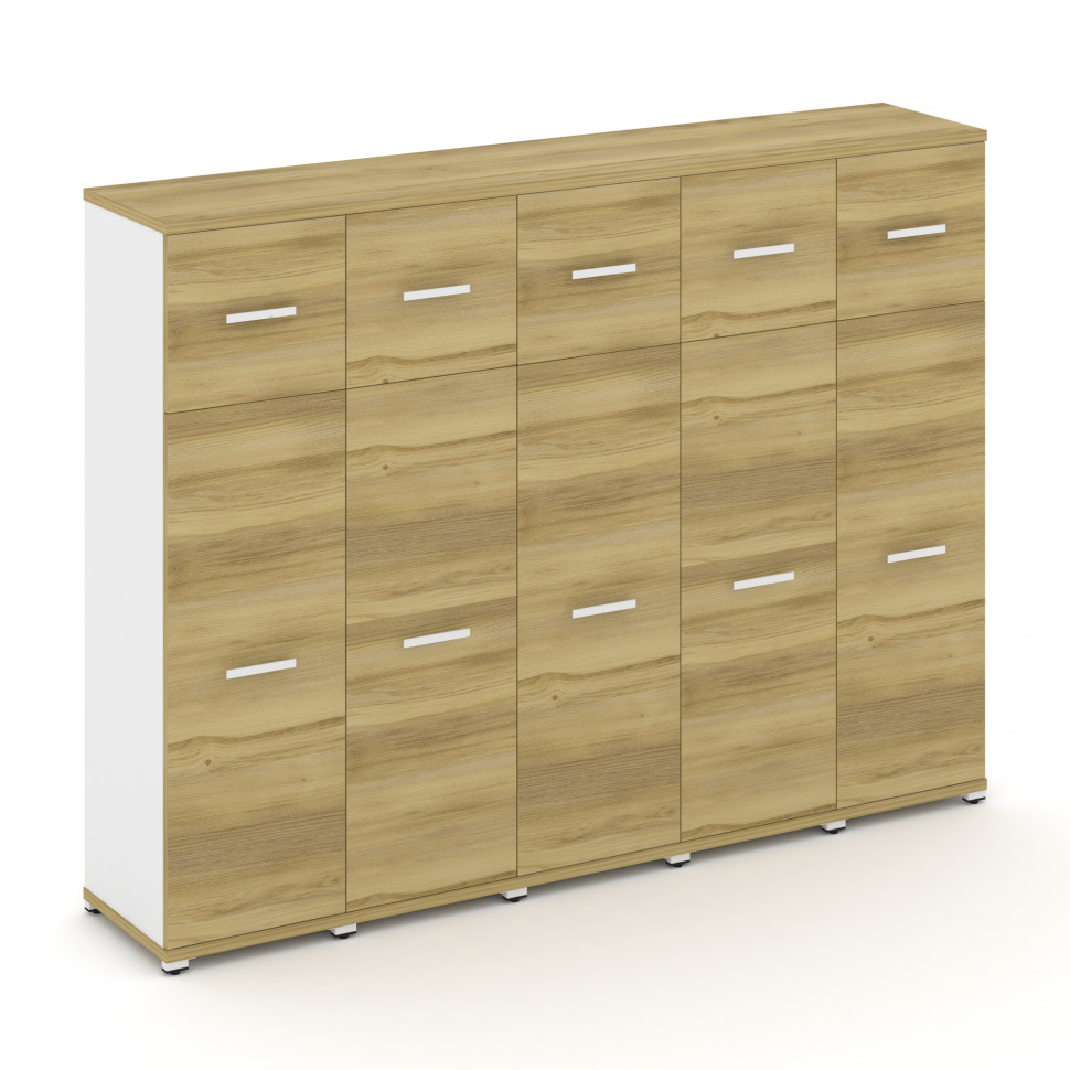 Concept Шкаф 5 узких секций, 4 ниши CN.STU-454 W Дуб Винченцо/Белый Бриллиант/Металл Белый 2084*420*