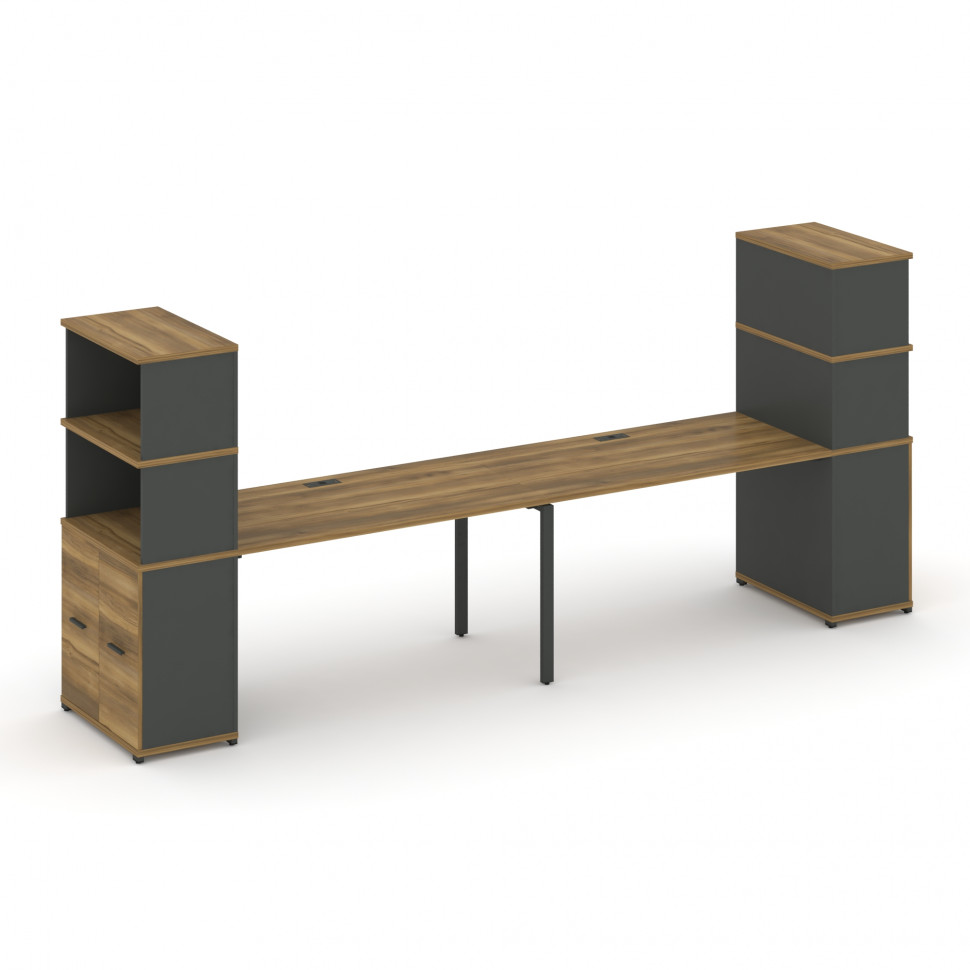 Concept Рабочая станция с опорными распаш. шкафами с надставкой выс. CN.ORS-230 A Сандал Янтарный/Ан