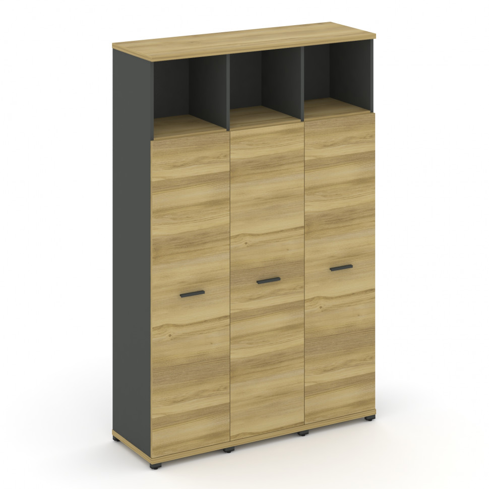 Concept Шкаф 3 узкие секции, 5 ниш CN.STU-536 A Дуб Винченцо/Антрацит/Металл Антрацит 1252*420*1922