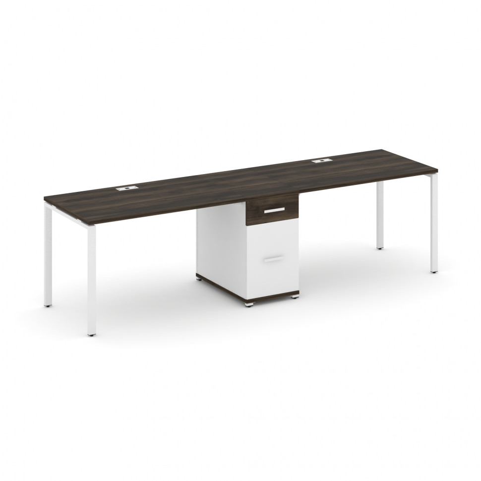 Concept Рабочая станция 2 места с 1 опорной тумбой CN.ORS-406 W Дуб Мали/Белый Бриллиант/Металл Белы