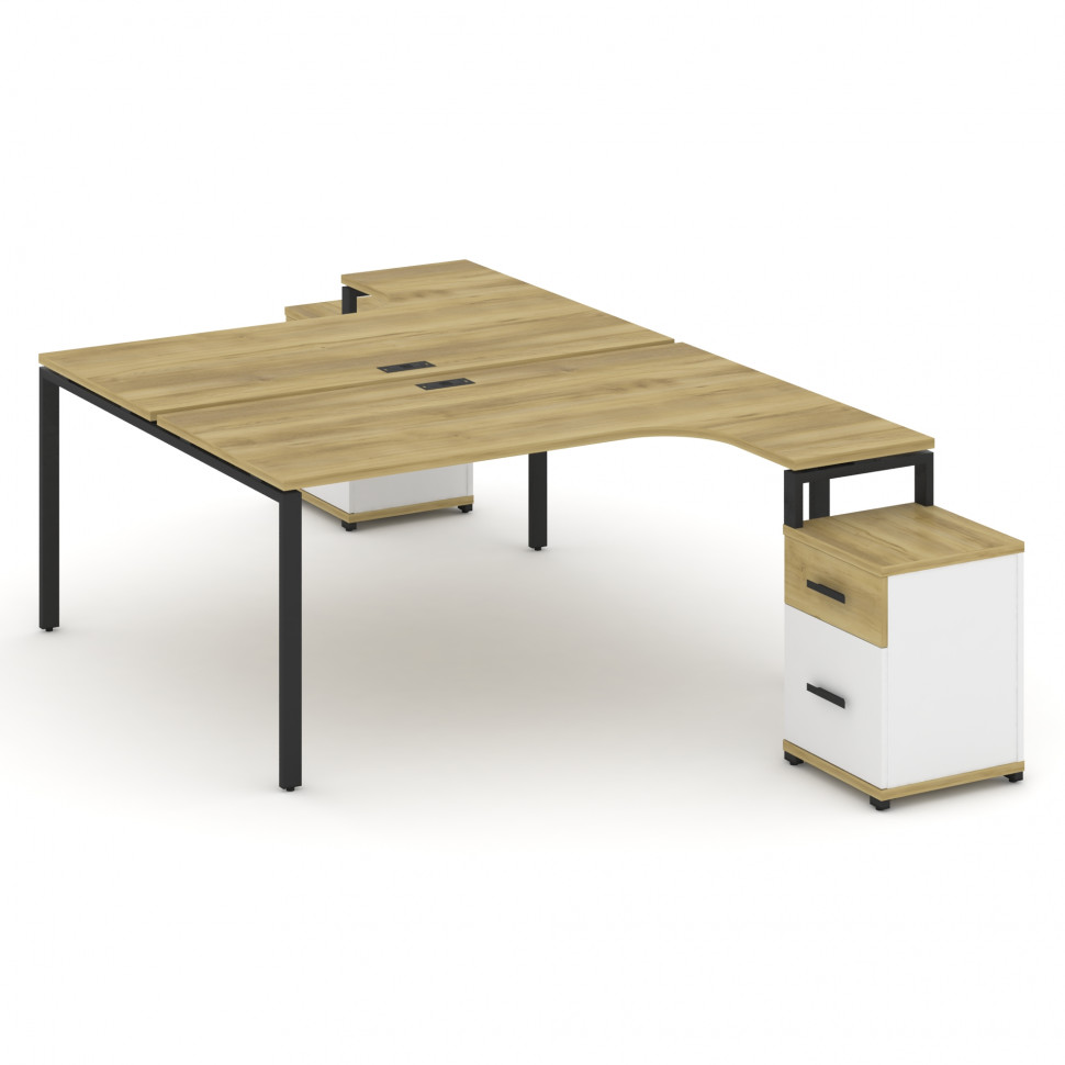 Concept Рабочая станция с 2 опорными тумбами CN.DSA-308 B Дуб Винченцо/Белый Бриллиант/Металл Черный