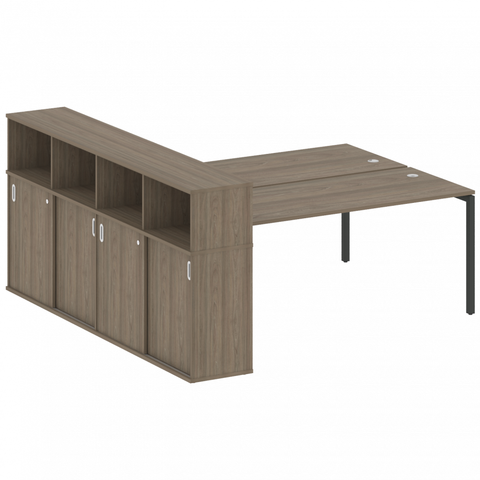 Metal System Quattro Рабочая станция с шкафом-купе на П-образном м/к 40БП.РС-СШК-4.5 Т Вяз Благородн