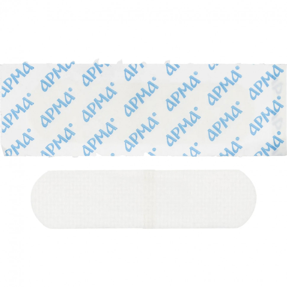 Лейкопластырь, 19х72мм нетканый белый ПЭ,100 шт/уп,АРМА