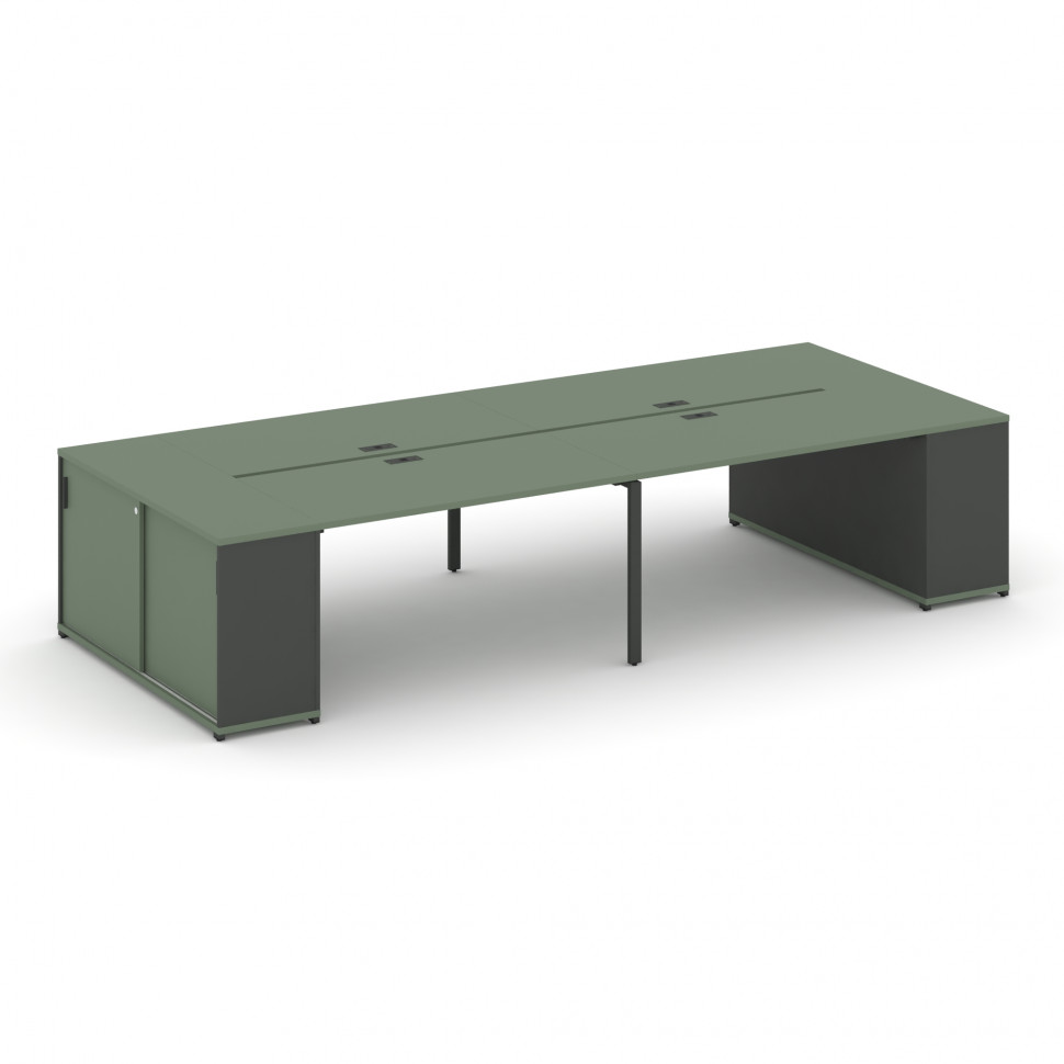 Concept Рабочая станция с опорными шкафами-купе CN.DRS-279 A Кобо/Антрацит/Металл Антрацит 3600*1480 Concept Рабочая станция с опорными шкафами-купе CN.DRS-279 A Кобо/Антрацит/Металл Антрацит 3600*1480