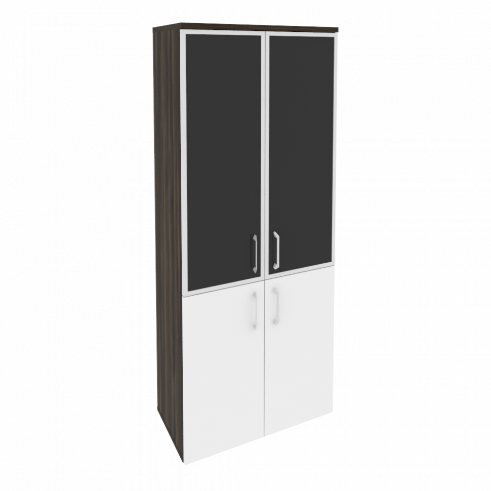 Onix Шкаф высокий широкий O.ST-1.2 R black Дуб Мали/Белый Бриллиант/Cтекло Black 800*420*1977