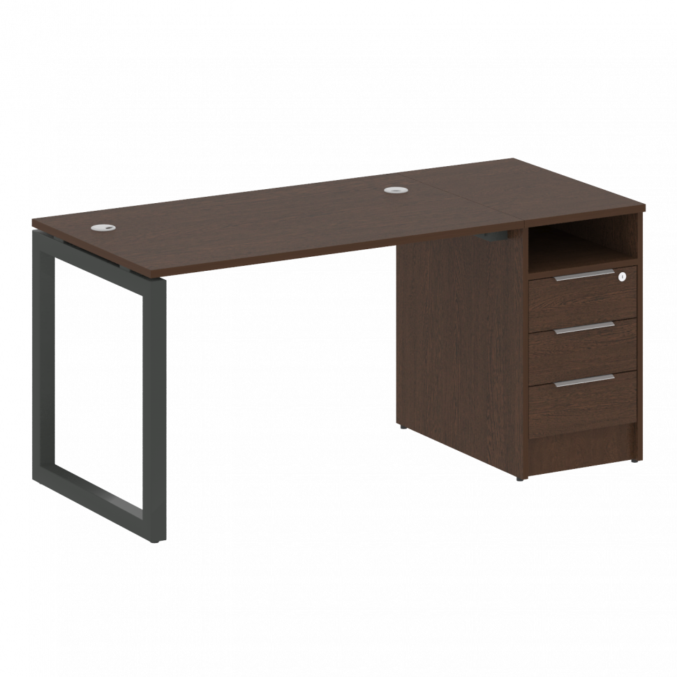 Metal System Quattro Рабочая станция с тумбой на О-образном м/к 50БО.РС-СТП-1.2 Венге Цаво/Металл Ан