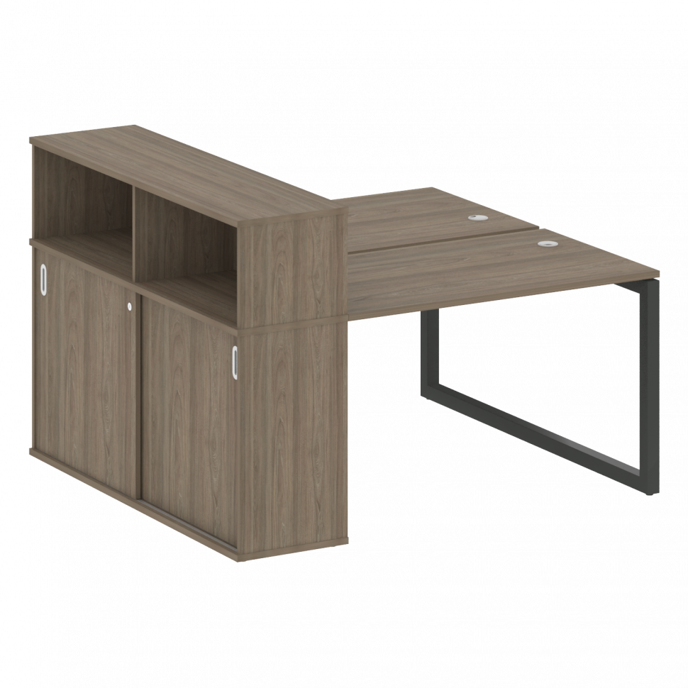 Metal System Quattro Рабочая станция с шкафом-купе на О-образном м/к 50БО.РС-СШК-2.2 Т Вяз Благородн