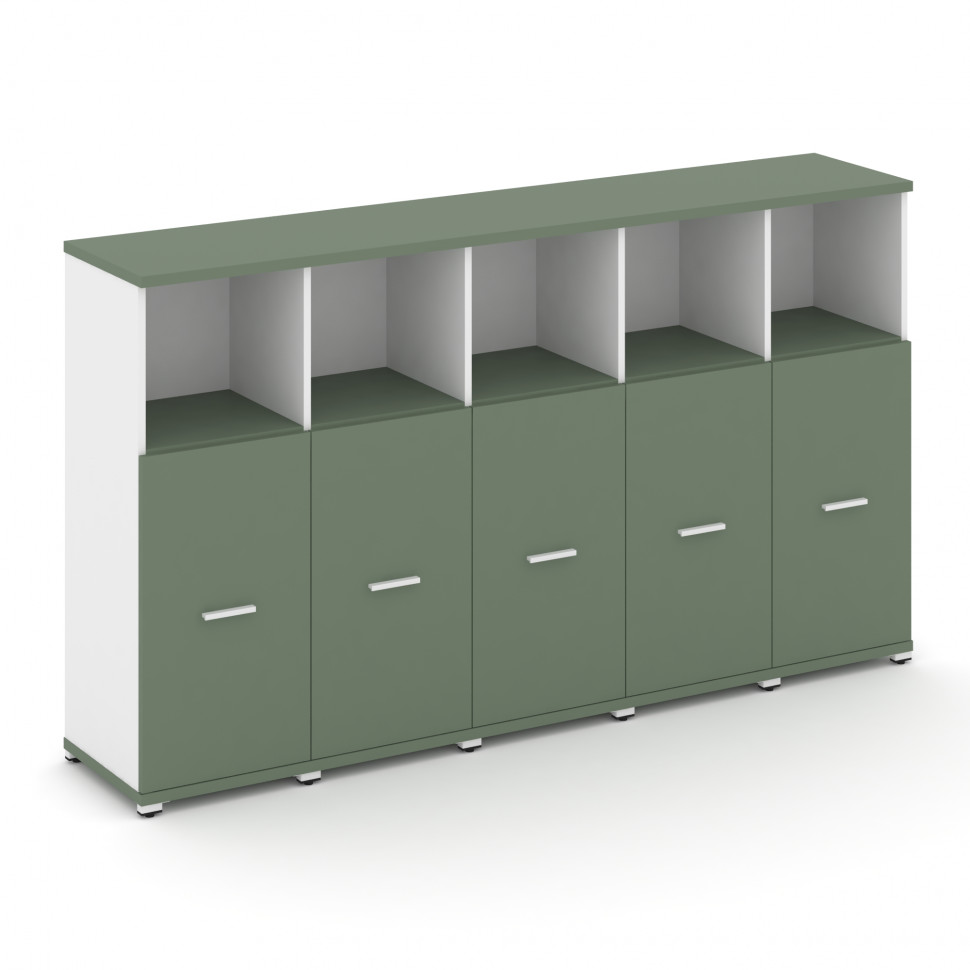 Concept Шкаф 5 узких секций, 3 ниши CN.STU-353 W Кобо/Белый Бриллиант/Металл Белый 2084*420*1186