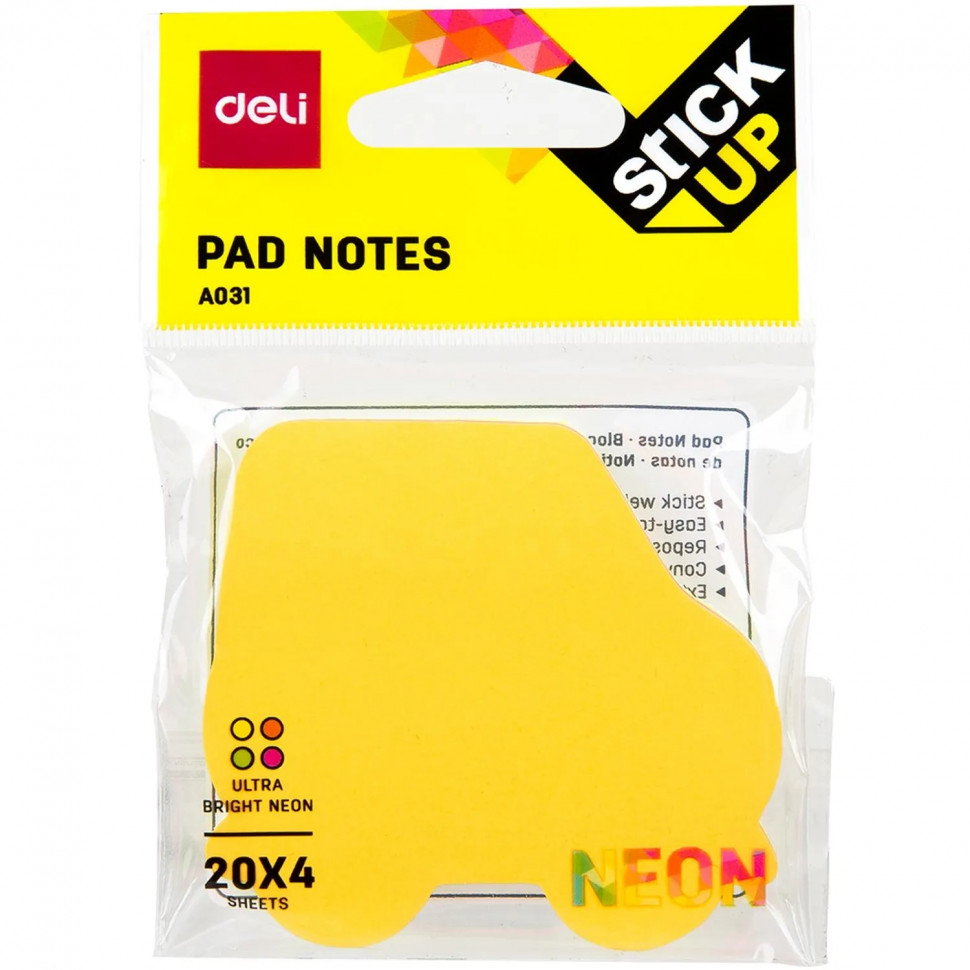 Стикеры с клеевым краем Deli 76х76 мм,20 листов,форма в асс-те      