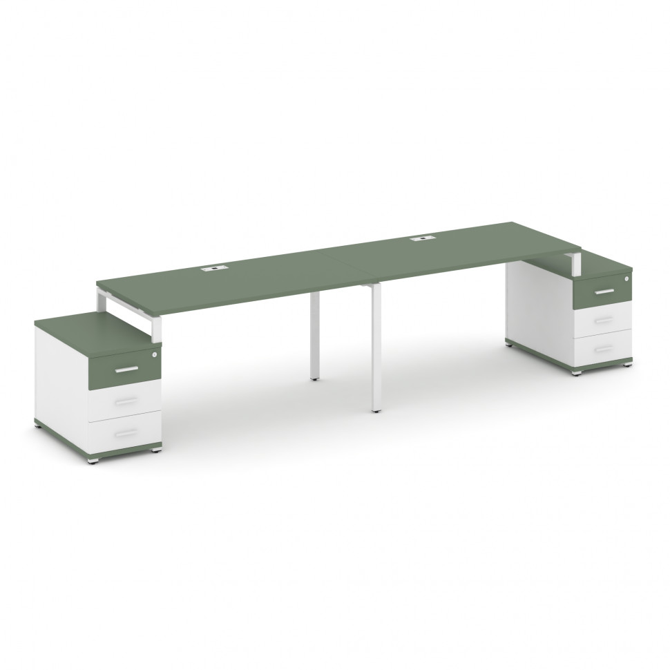 Concept Рабочая станция 2 места с 2 опорными тумбами CN.ORS-320 W Кобо/Белый Бриллиант/Металл Белый Concept Рабочая станция 2 места с 2 опорными тумбами CN.ORS-320 W Кобо/Белый Бриллиант/Металл Белый