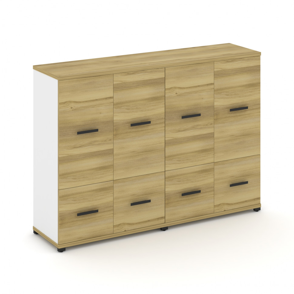 Concept Шкаф 2 широкие секции, 3 ниши CN.STS-322 B Дуб Винченцо/Белый Бриллиант/Металл Черный 1668*4