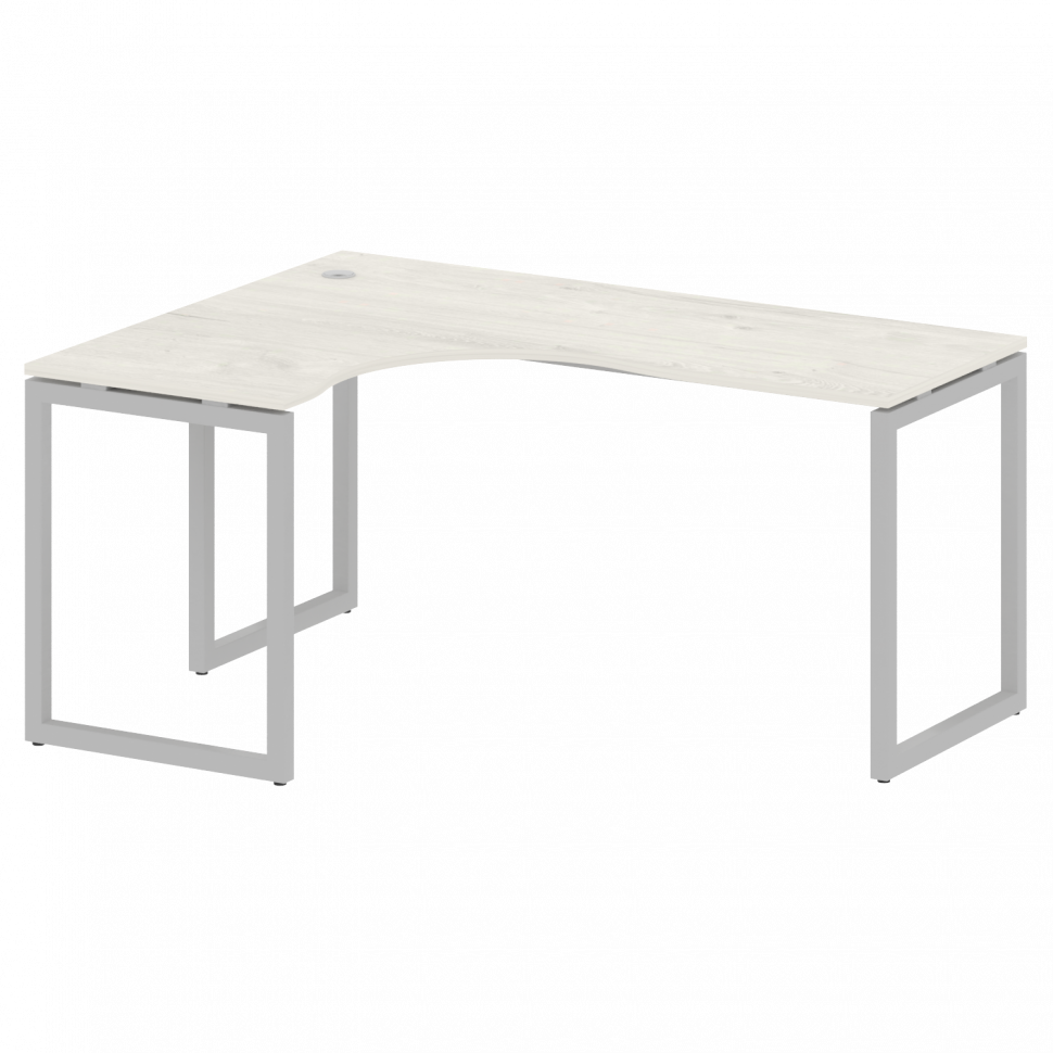 Metal System Quattro Стол криволинейный левый на О-образном м/к 40БО.СА-4 (L) Дуб Наварра/Металл Сер