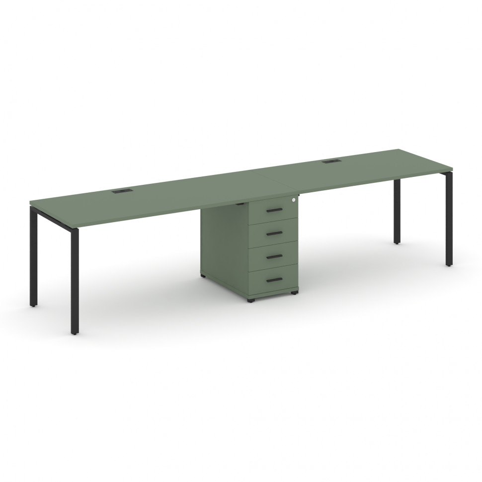 Concept Рабочая станция 2 места с 1 опорной тумбой CN.ORS-404 B Кобо/Металл Черный 3580*720*750