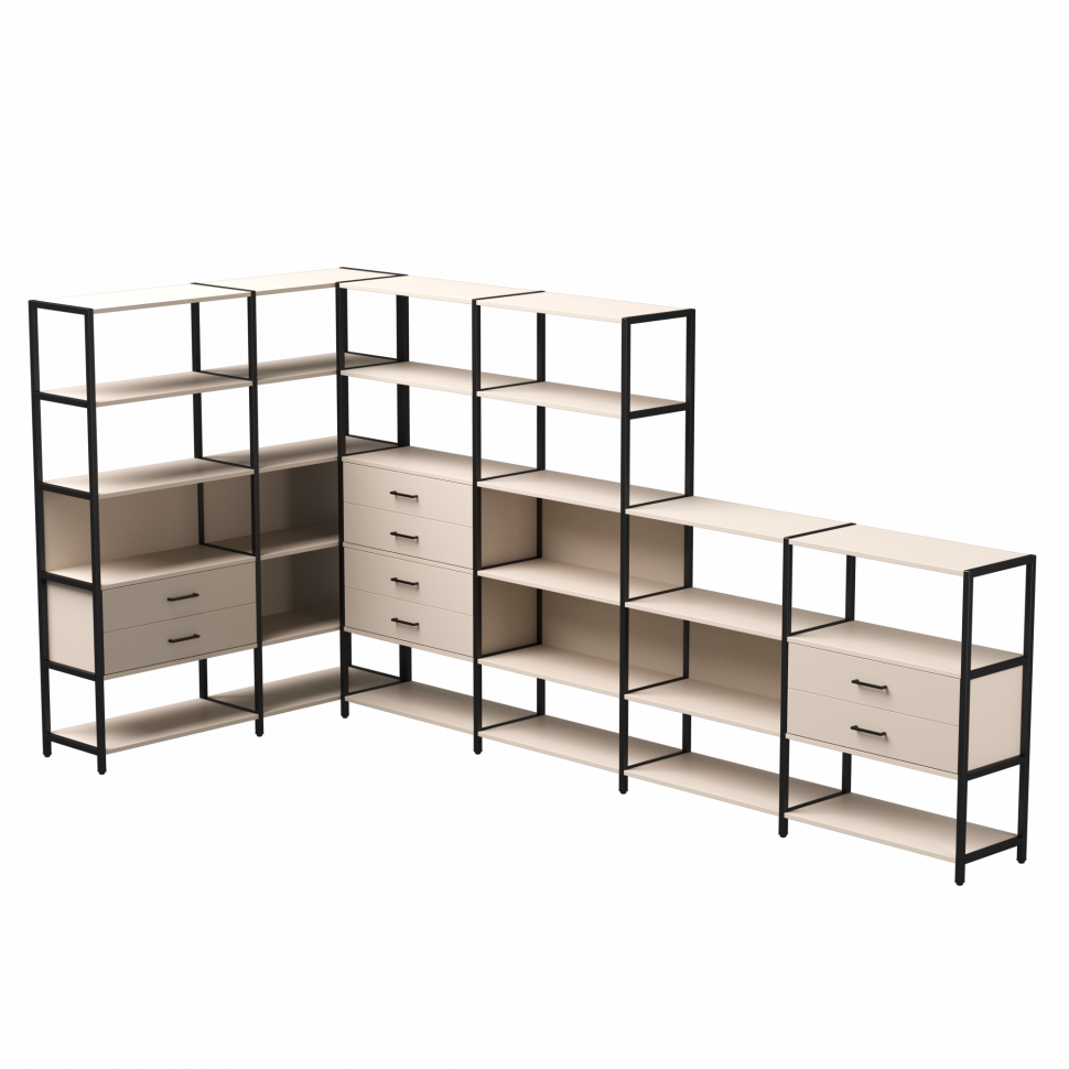 Набор стеллажных систем №18 Everprof EVO (ЭВО) 1635x3630x1840 Кашемир/Черный