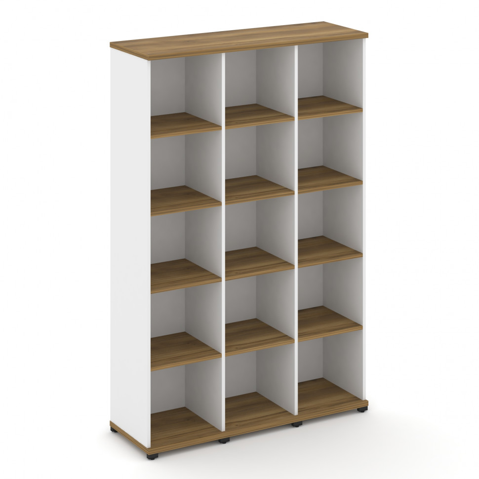 Concept Стеллаж 3 узкие секции, 5 ниш CN.STU-530 Сандал Янтарный/Белый Бриллиант/Металл Черный 1252*