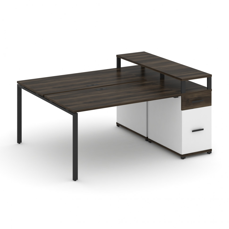 Concept Рабочая станция с 1 опорной тумбой CN.DRS-415 B Дуб Мали/Белый Бриллиант/Металл Черный 1800*