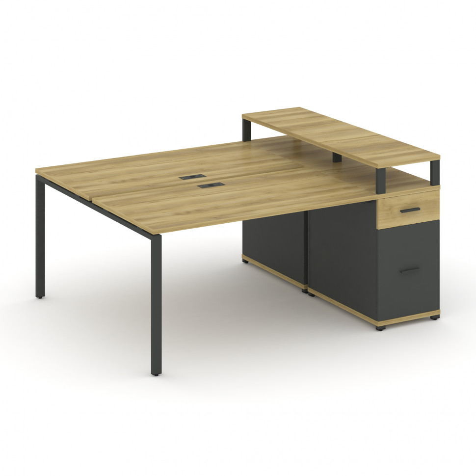 Concept Рабочая станция с 1 опорной тумбой CN.DRS-415 A Дуб Винченцо/Антрацит/Металл Антрацит 1800*1