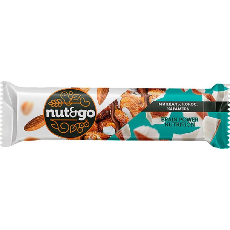Батончик миндальный NUT N GO с кокосом 18 шт/уп КВК 336