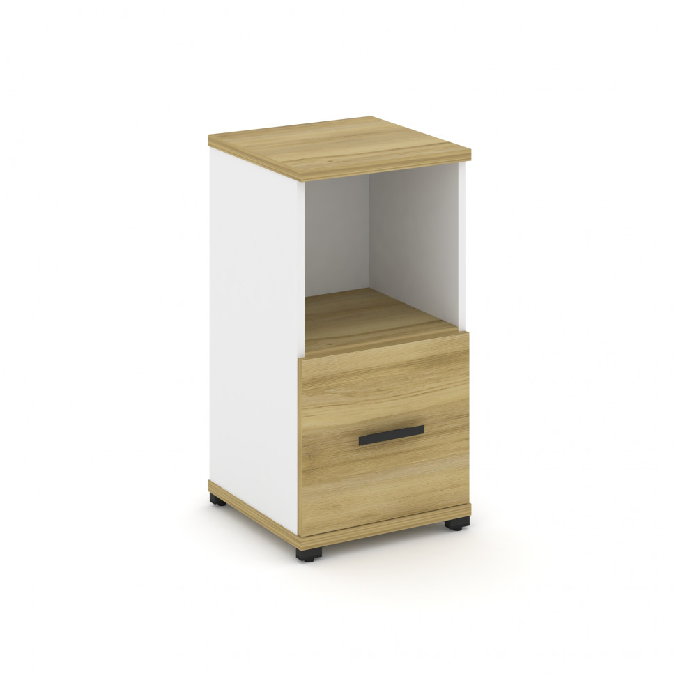 Concept Шкаф 1 узкая секция, 2 ниши CN.STU-211 B Дуб Винченцо/Белый Бриллиант/Металл Черный 420*420*